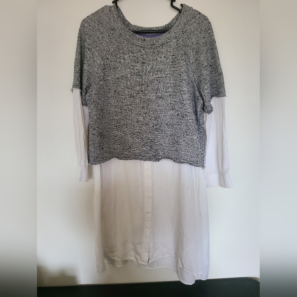 Vivi By Violet Weekend Layered Look Shirt Dress Tunic With Attached Top Wmns L